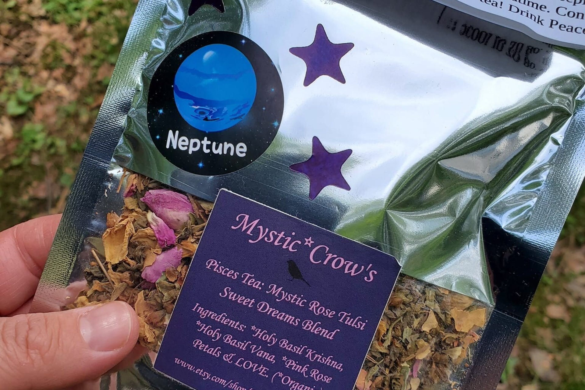 Mystic Crow's Pisces Tea Mystic Rose Tulsi Sweet Dreams Blend